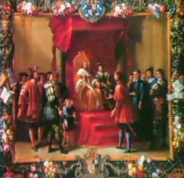Guillaume-raymond Moncada Besoger Kongen Af Aragonien Oil Painting - Luigi Primo