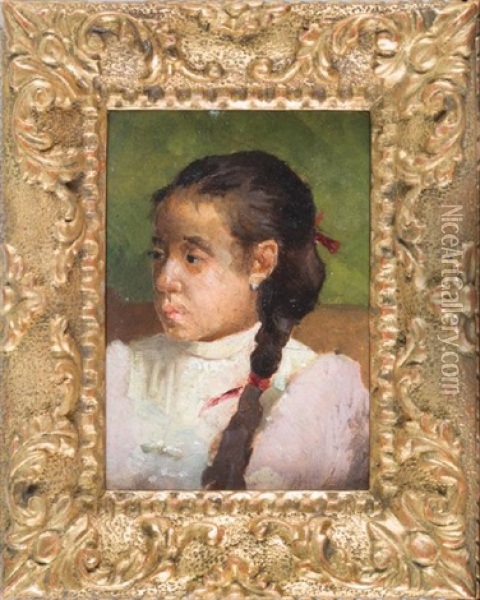 Ritratto Di Bambina Oil Painting - Telemaco Signorini