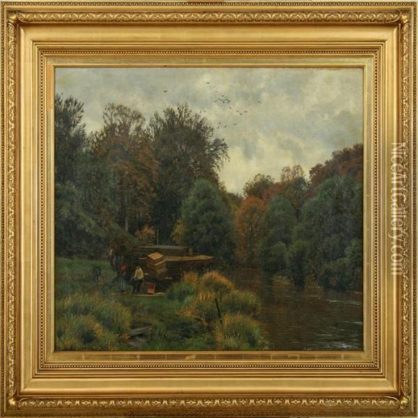 Landscape With A Stream Oil Painting - Vilhelm Georg Groth