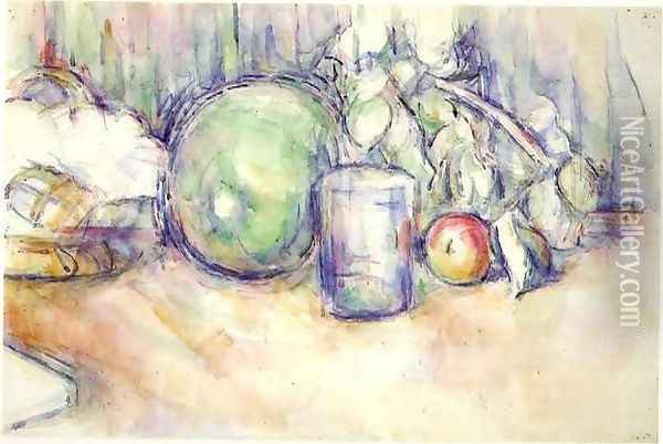 Still Life With Green Melon Oil Painting - Paul Cezanne