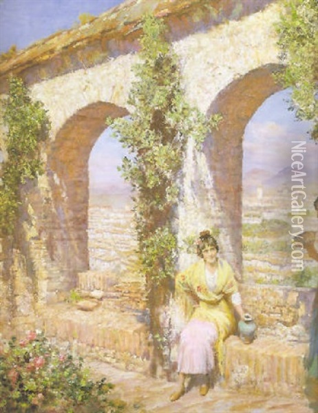 Vista De Granada Oil Painting - Arthur Trevor Haddon