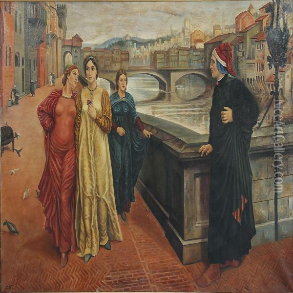 Dante And Beatrice Oil Painting - Henry Holiday