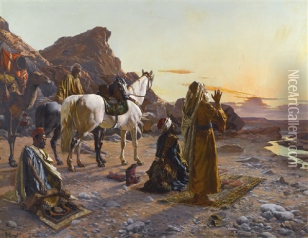 Prayers At Sunrise Oil Painting - Rudolf Ernst