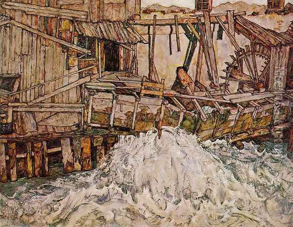 The Mill Oil Painting - Egon Schiele