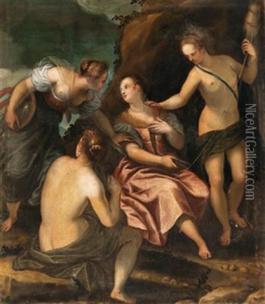 Teti Trying To Stop The Death Of Achilles Oil Painting - Alessandro Maganza
