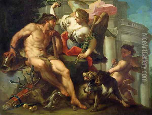 Hercules Crowned by Fame Oil Painting - Sebastiano Conca