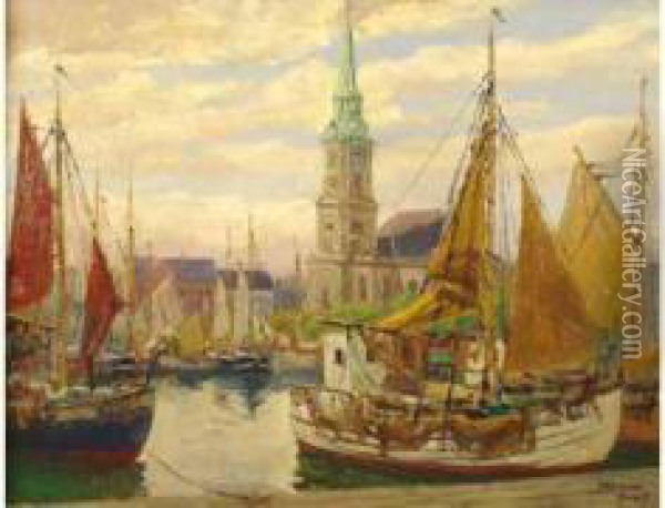 Le Port Oil Painting - Christian Bogo