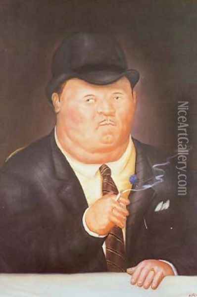 Man Smoking 1973 Oil Painting - Fernando Botero