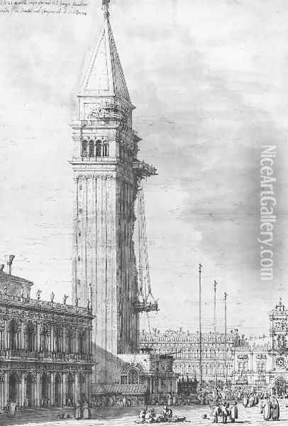 The Piazzetta Looking North The Campanile Under Repair Oil Painting - (Giovanni Antonio Canal) Canaletto