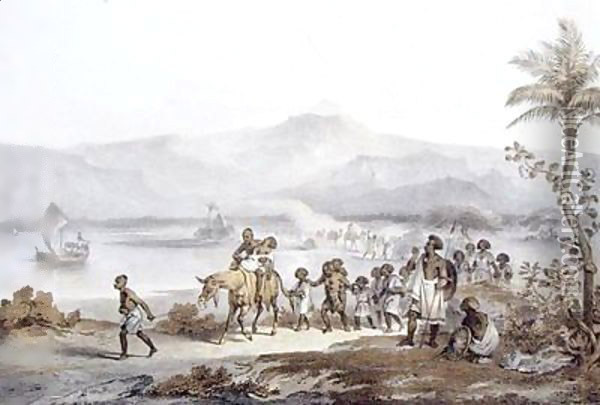 A Slave Caravan on the March Oil Painting - Johann Martin Bernatz