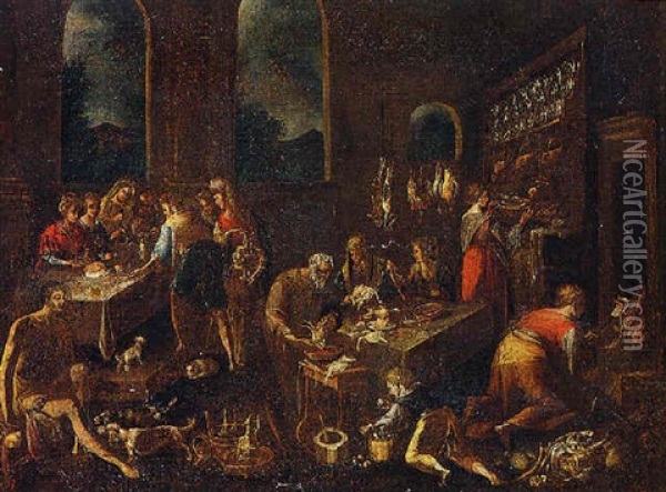 Cucina (cristo In Casa Di Marta?) Oil Painting - Francesco Bassano the Younger