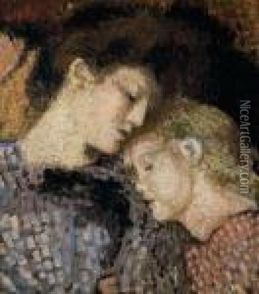Femme Et Enfant (madame Georges Lemmen Et Lise) Oil Painting - Georges Lemmen