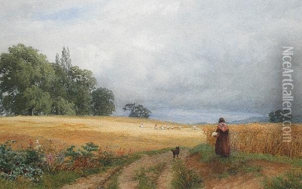 A Harvest Refreshment Oil Painting - Charles Topham Davidson