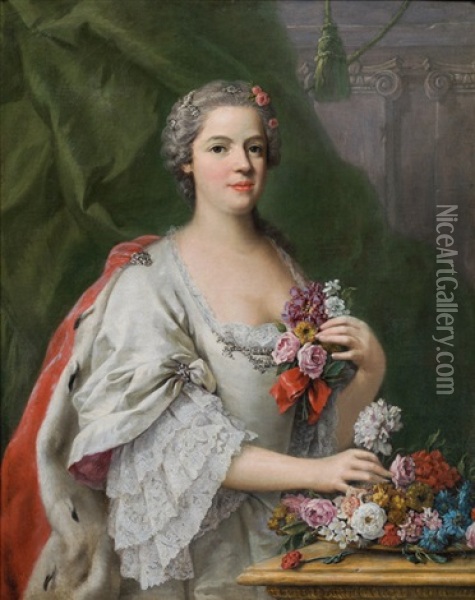 Adelige Dame Mit Blumenbouquet Oil Painting - Jacopo Amigoni