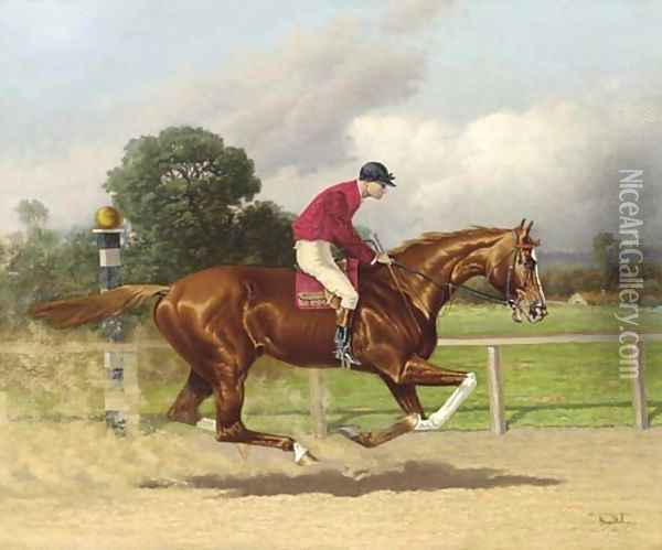 Margrave, Winner of the Preakness Stakes in 1896, with jockey up Oil Painting - Henry Stull