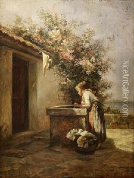 Madchen Am Brunnen Oil Painting - Leo Von Littrow