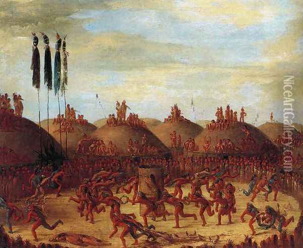 The Last Race, Mandan O-Kee-Pa Ceremony 1832 Oil Painting - George Catlin