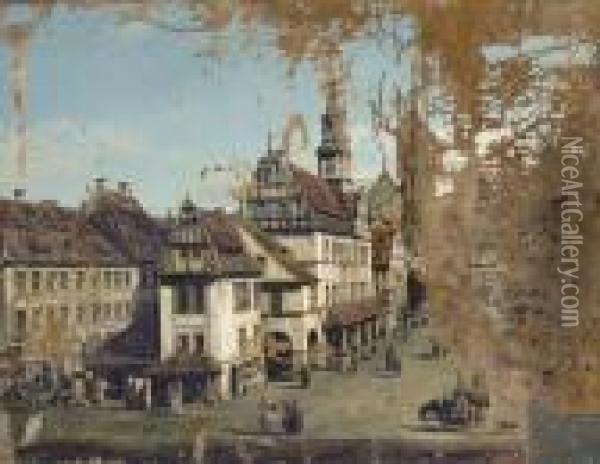 The Market Square In Pirna Oil Painting - Bernardo Bellotto