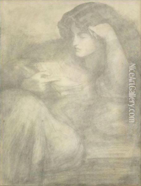 Jane Morris, Reading Oil Painting - Dante Gabriel Rossetti