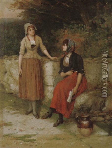 Sisterly Advice Oil Painting - William Oliver the Younger