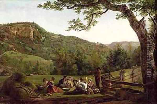 Haymakers Picnicking in a Field Oil Painting - Jean Louis (Marnette) De Marne