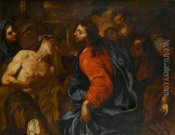 Christ Healing The Blind Oil Painting - Giuseppe Antonio Pianca