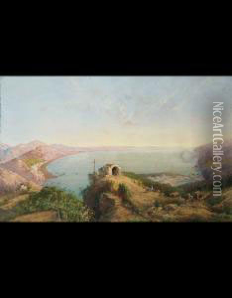 Veduta Panoramica Del Golfo Di Salerno Oil Painting - Gioacchino La Pira