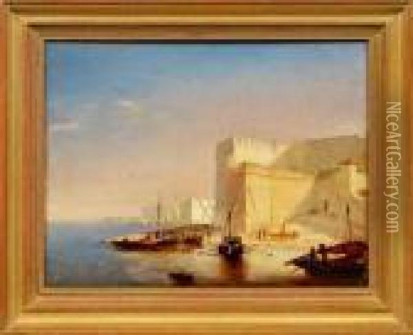 Ansicht Einer Algerischen Hafenstadt Mit Kleinen Segelbooten Oil Painting - Paul-Jean Clays