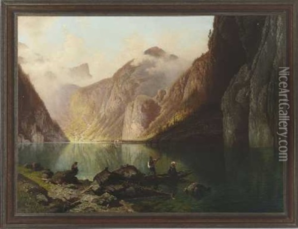 Am Konigssee Oil Painting - Theodor (Wilhelm T.) Nocken