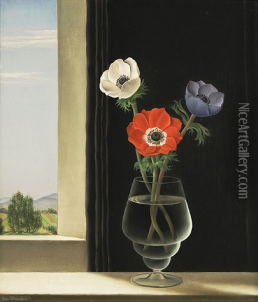 Anemonen In Vase Oil Painting - Josef Mangold