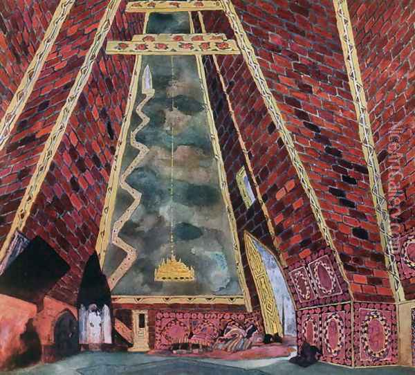 Scenery design for Thamar, 1912 Oil Painting - Leon Samoilovitch Bakst