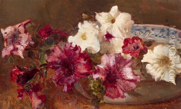 Rhododendrons Op Een Schaal Oil Painting - Frans David Oerder
