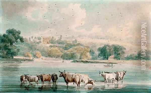 Richmond Hill from Petersham Meadows Oil Painting - Robert Cleveley