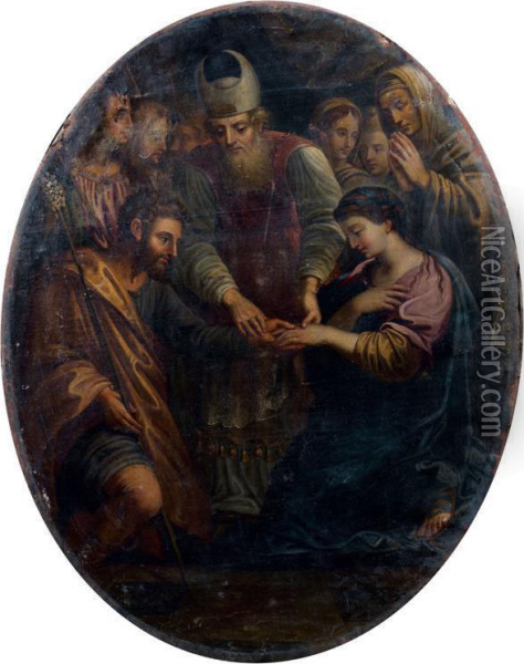 Le Mariage De La Vierge Oil Painting - Michel I Corneille
