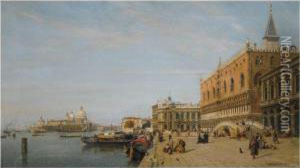 View Of The Piazzetta And The Doge's Palace, Venice Oil Painting - Jean Baptiste van Moer