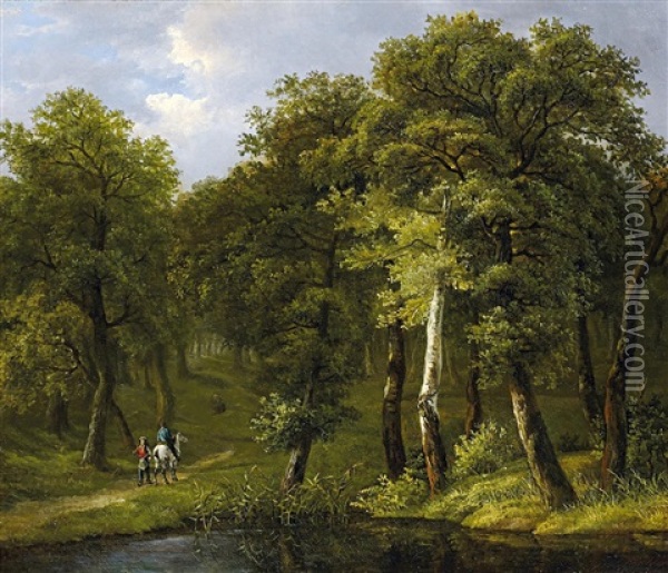 Waldlandschaft Mit Reiter Oil Painting - Hendrick Van Assche