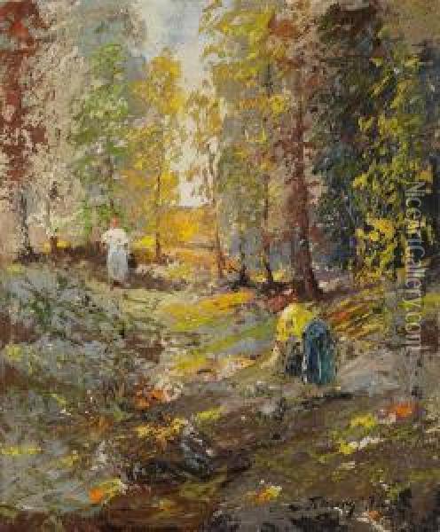 Waldarbeiterinnen Oil Painting - Lajos Tihanyi