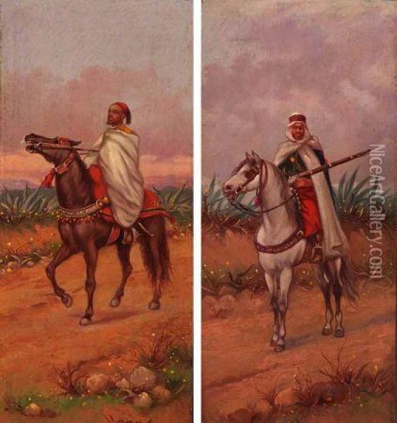 Bedouin Huntsmen Oil Painting - Enrique Marin Sevilla