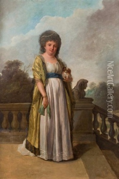 Portrait De Femme Devant Un Parc Oil Painting - Francois Jean (Jean Francois) Sablet
