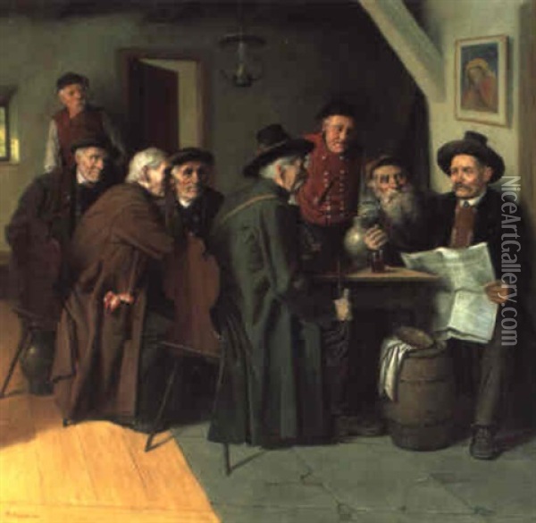 Am Wirtshaustisch Oil Painting - Friedrich Ritter von Malheim Friedlaender