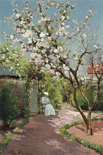 Under The Blossom Tree Oil Painting - Willem Johannes Weissenbruch
