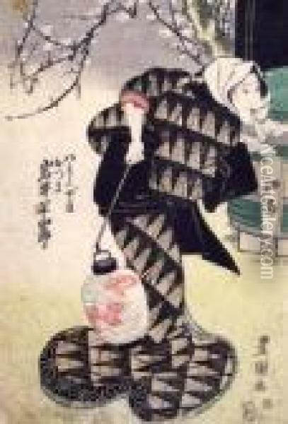 Geisha Mit Laterne Oil Painting - Toyokuni