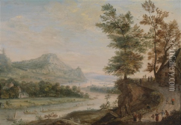 Flusslandschaft Oil Painting - Johannes Huibert (Hendric) Prins