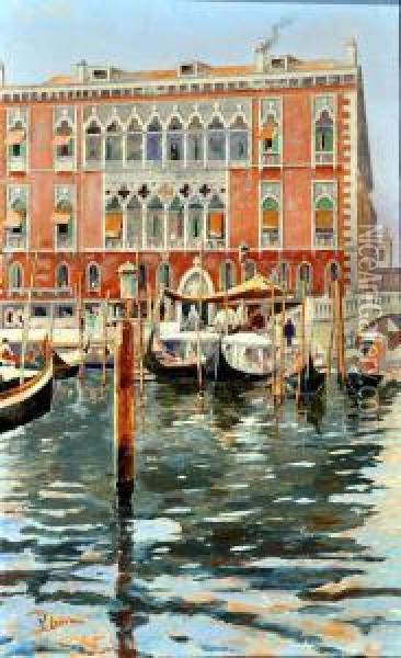 Venezia Canal Grande Oil Painting - Vincenzo Loria