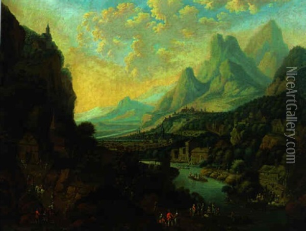 An Extensive Rhenish Landscape Oil Painting - Jan Griffier the Elder