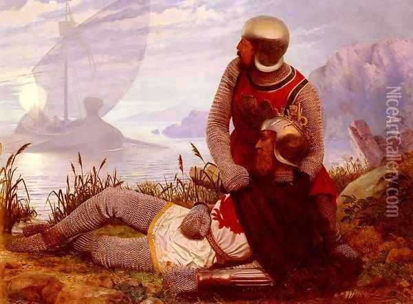 Mort D'Arthur (The Death of Arthur) Oil Painting - John Mulcaster Carrick