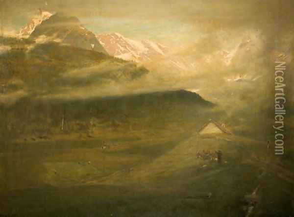 Sermon in the Hayfield Simplon Oil Painting - Albert Goodwin