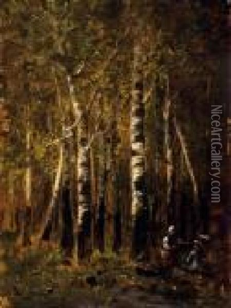 Walking In The Forest Oil Painting - Bela Von Spanyi