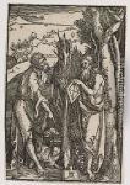 John The Baptist And St Onuphrius In The Wilderness (bartsch Wc 112) Oil Painting - Albrecht Durer