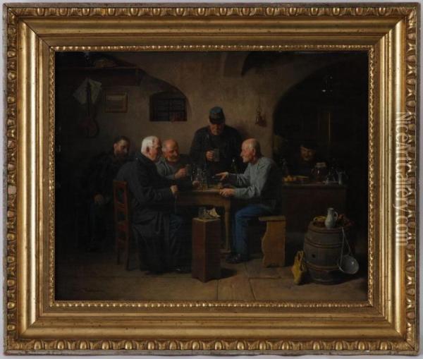 Les Vieux Amis Oil Painting - Friedrich V. Malheim Friedlaender